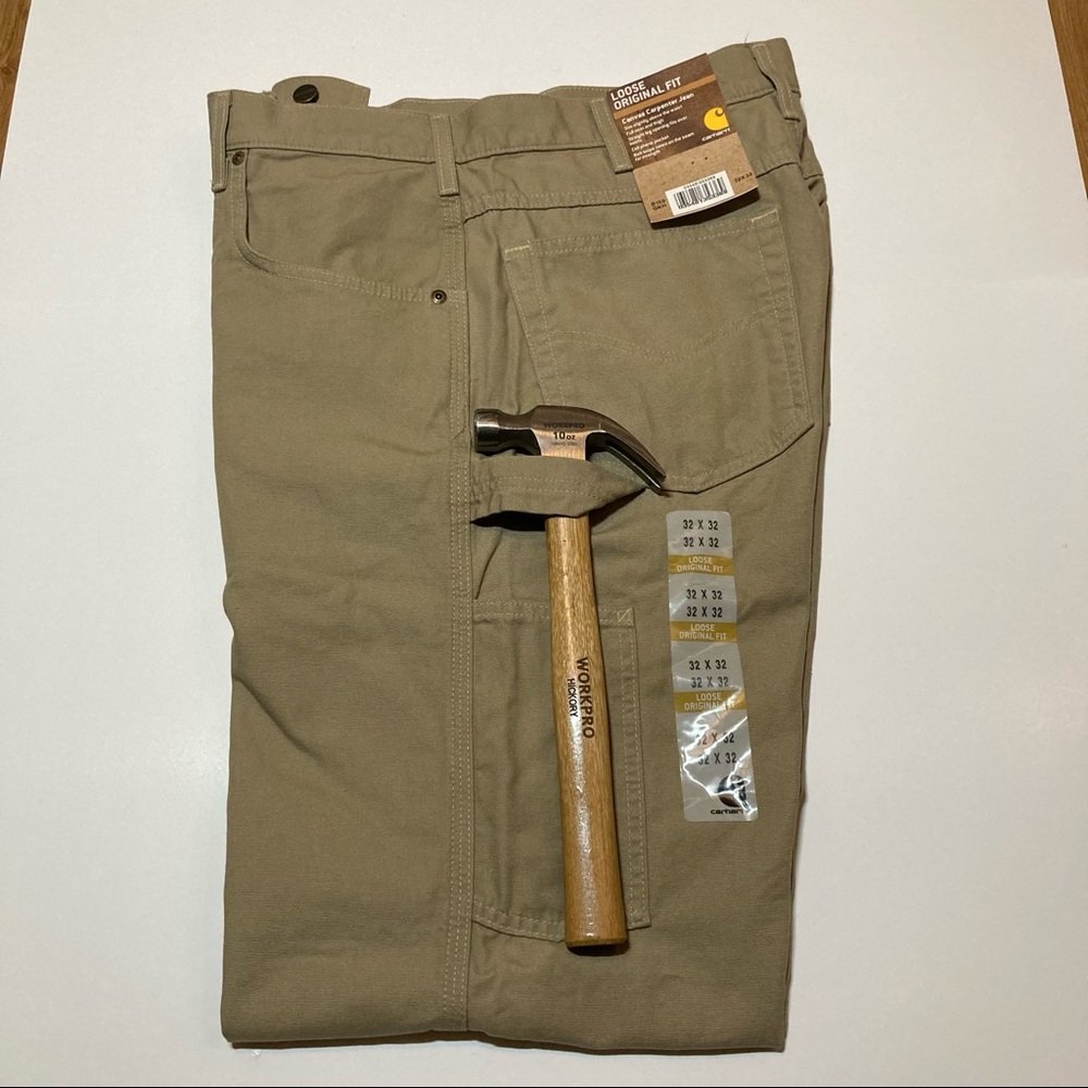 NWT Carhartt B159 Duck Canvas Carpenter Jeans Work Dungaree Pants GKH 32 x 32